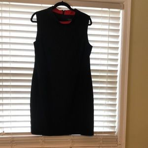 Black Tahari slip dress with red inner collar